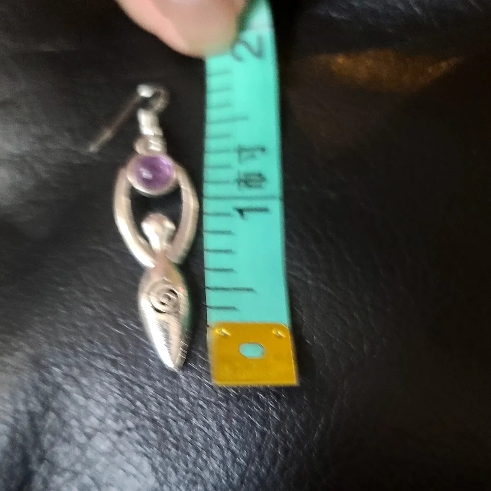 Sterling & Amethyst Moon Goddess earrings NWT - Picture 2 of 6